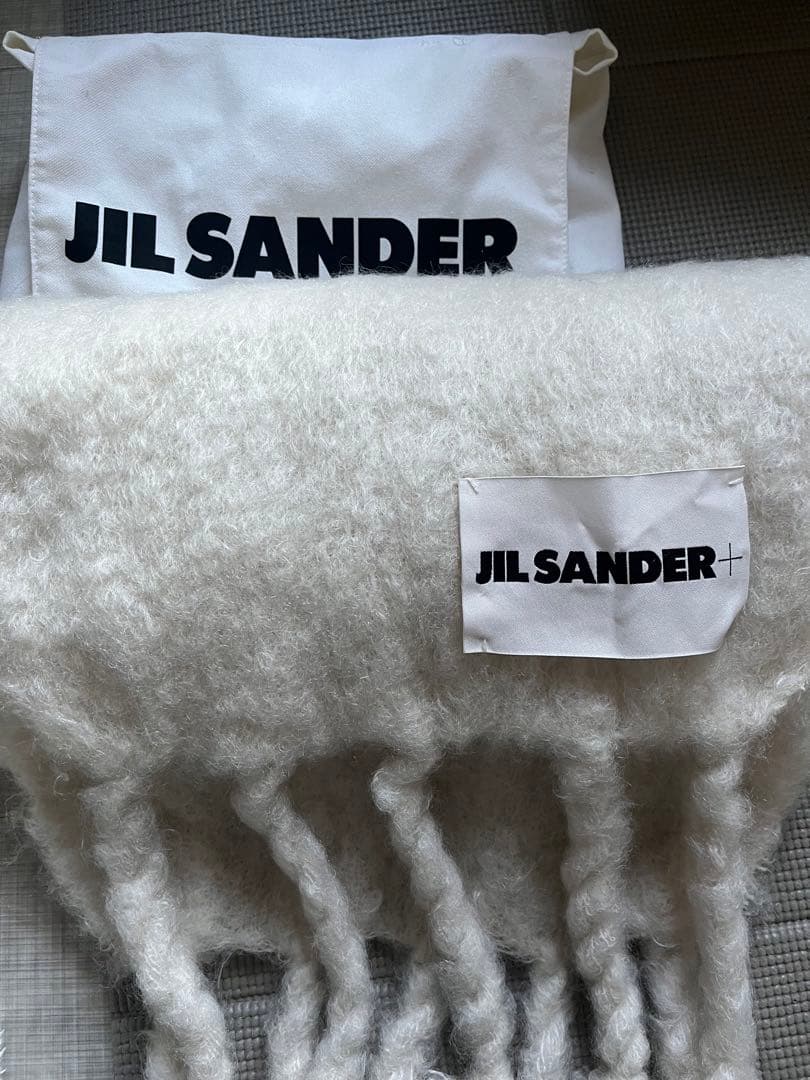 JILL SANDER ウール&モヘアロングマフラー　ホワイト　正規品　ケース付