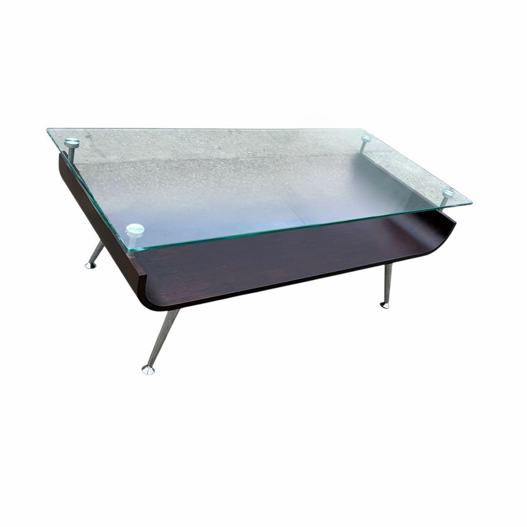 北欧レトロ ガラストップ ローテーブル ガラステーブル センターテーブル 曲げ木