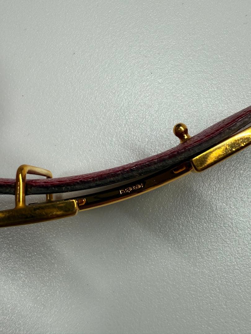 HERMES レザー ベルト ブラック/レッド