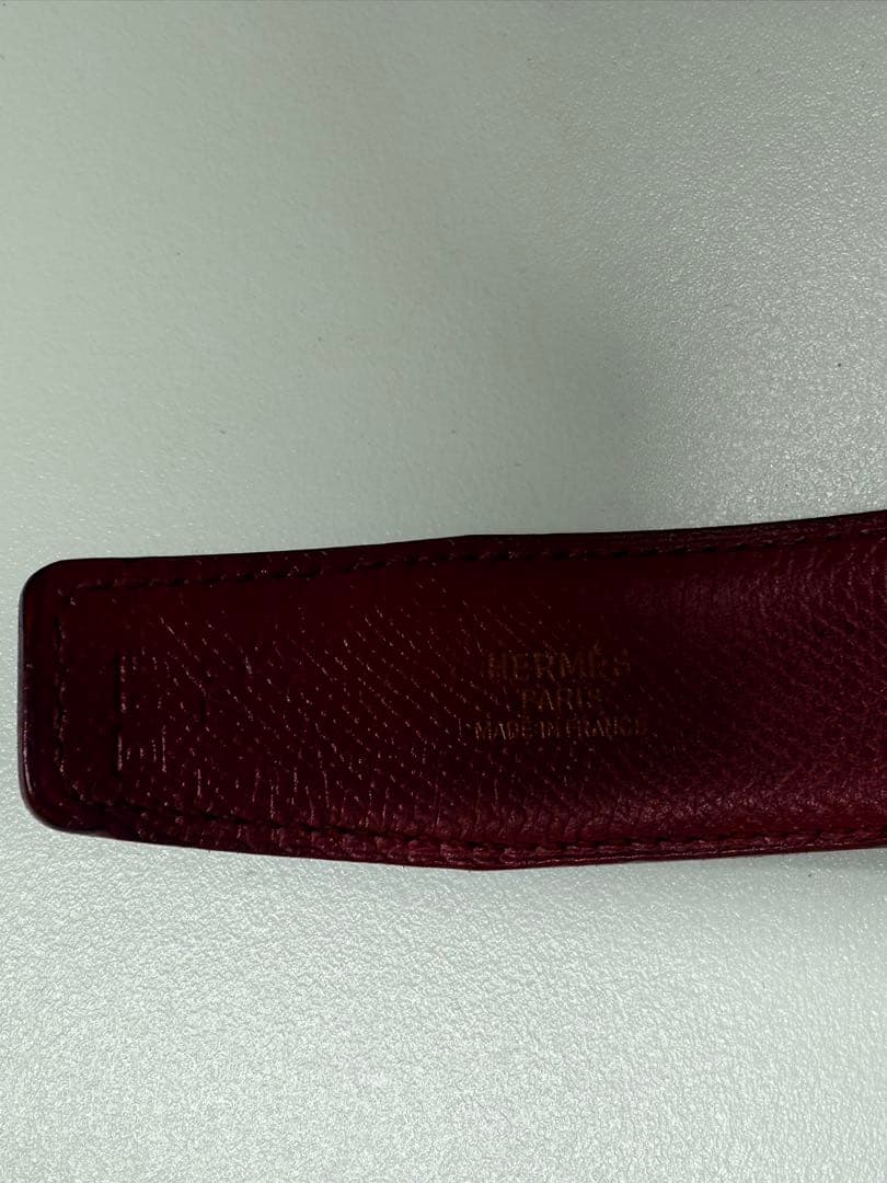 HERMES レザー ベルト ブラック/レッド