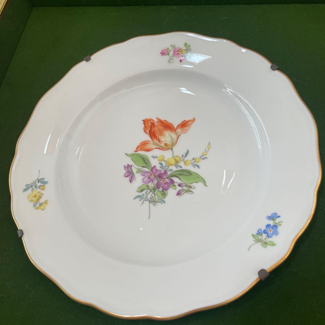 マイセン 額縁付き花柄 波型皿 直径約20cm