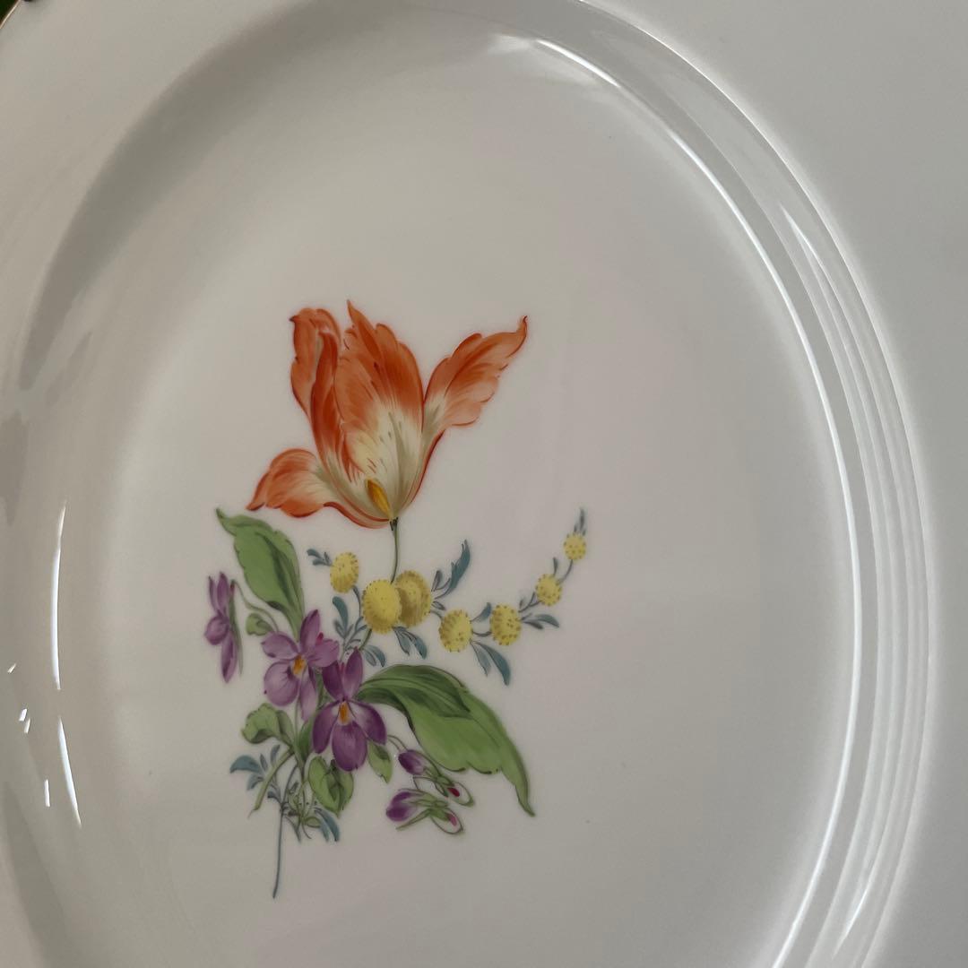 マイセン 額縁付き花柄 波型皿 直径約20cm