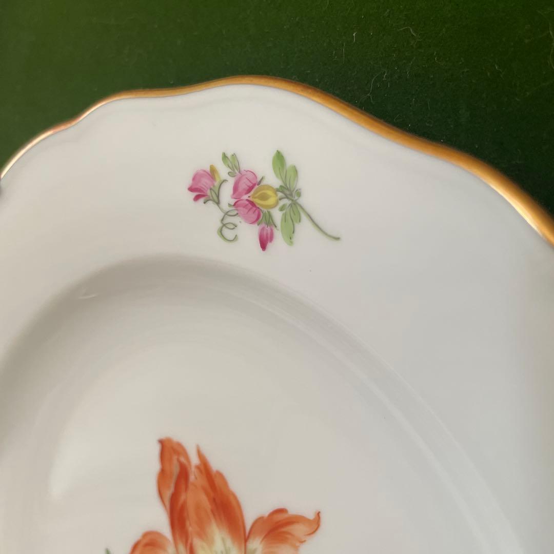 マイセン 額縁付き花柄 波型皿 直径約20cm