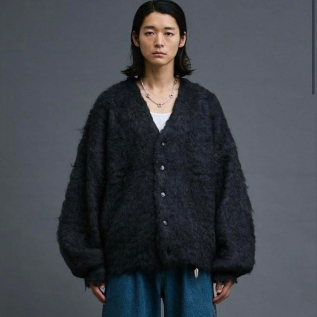 soerte ウールブレンドボリュームシャギーニットカーディガン