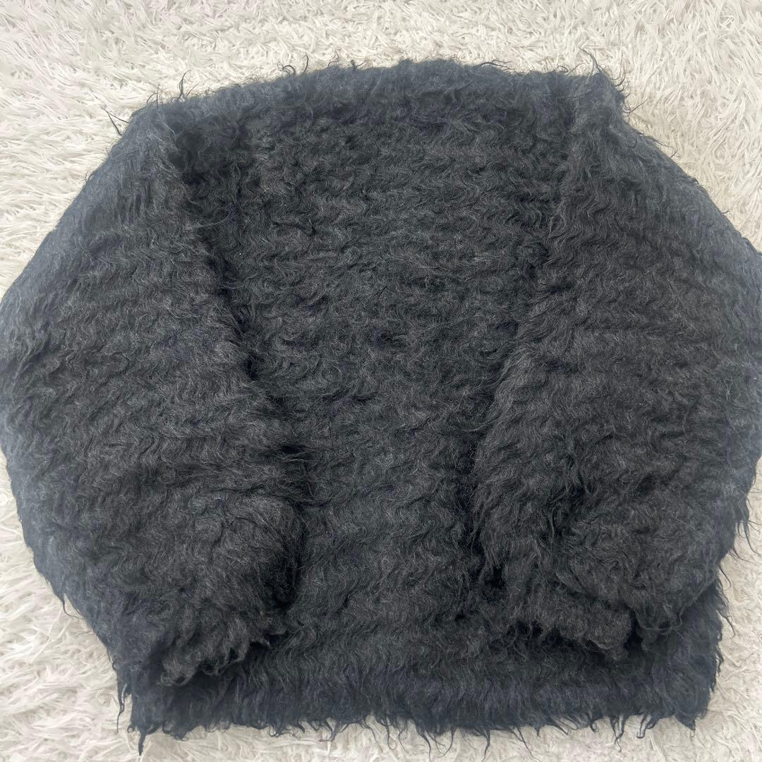 soerte ウールブレンドボリュームシャギーニットカーディガン