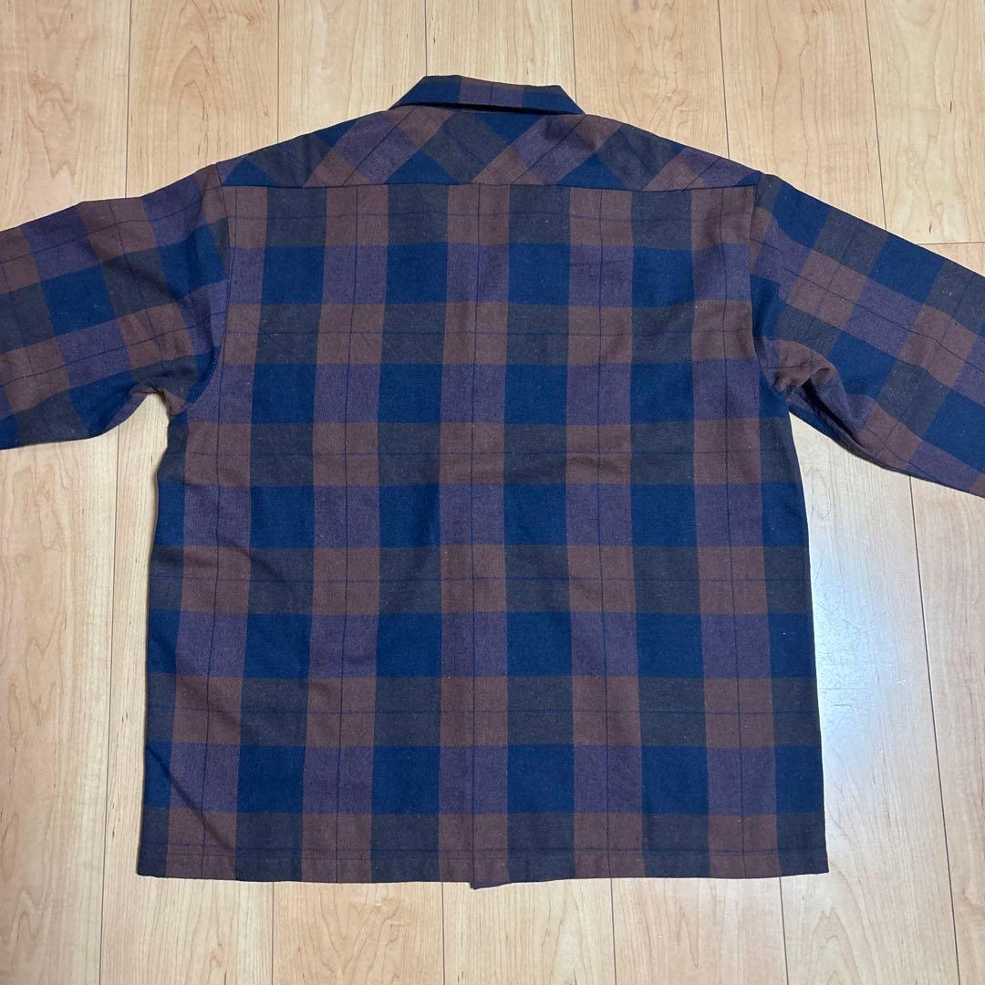 Schott XL 長袖シャツ ブラウン・ネイビーチェック