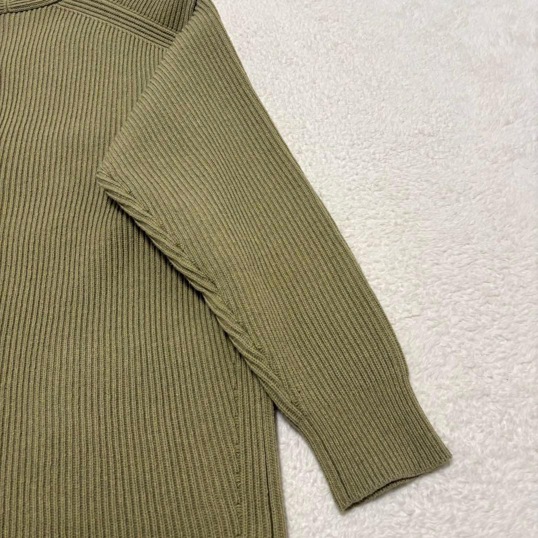 美品 AURALEE リブニットビッグカーディガン L オリーブグリーン