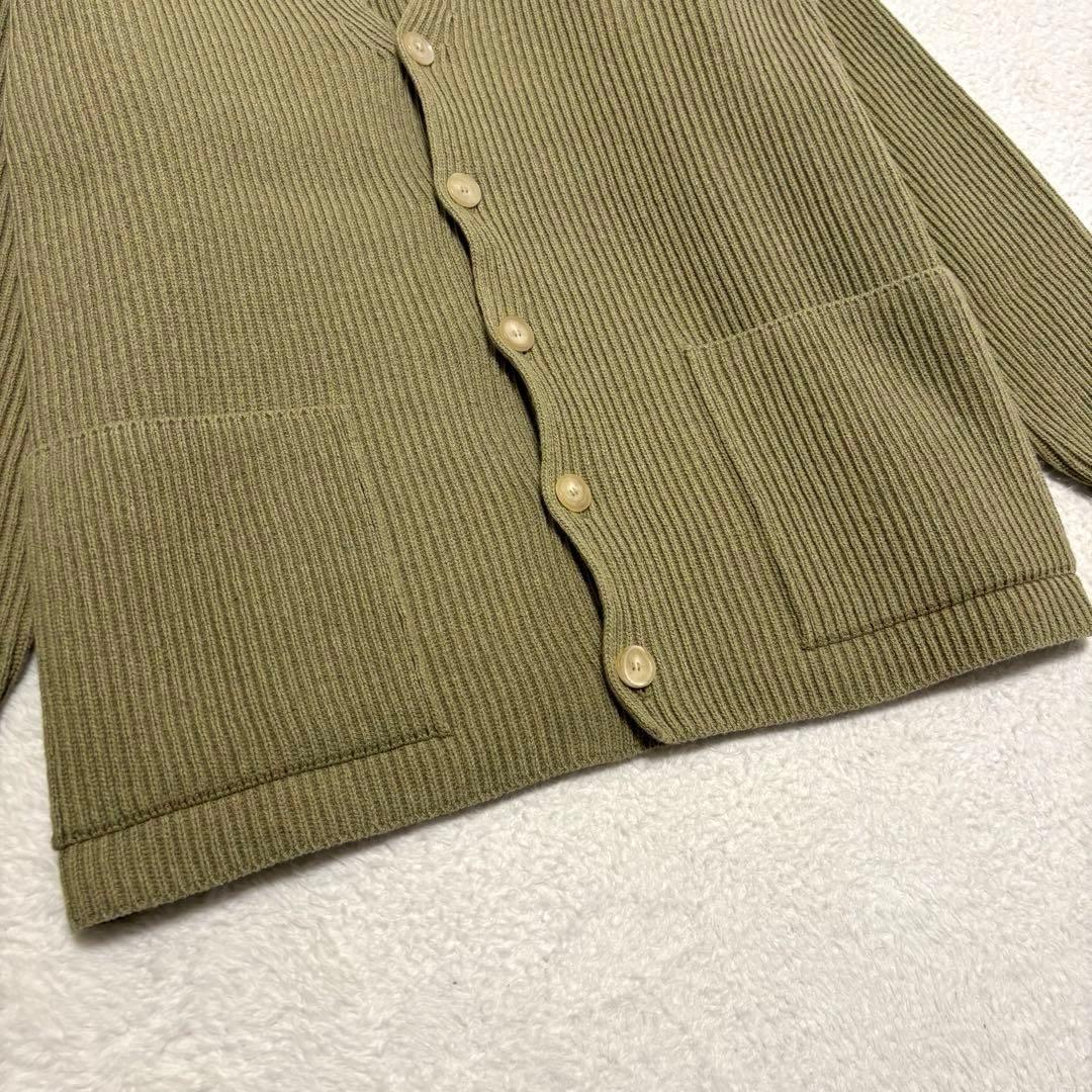 美品 AURALEE リブニットビッグカーディガン L オリーブグリーン