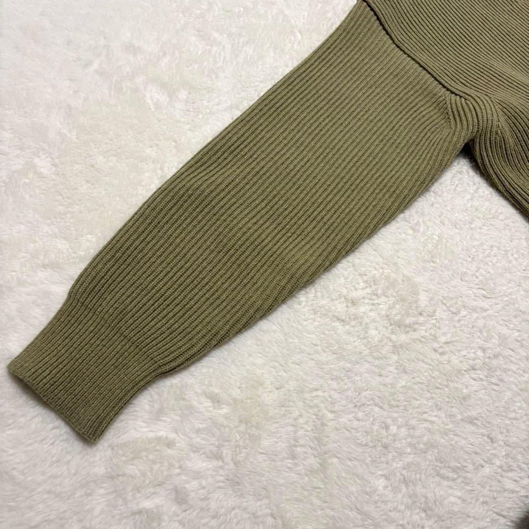 美品 AURALEE リブニットビッグカーディガン L オリーブグリーン