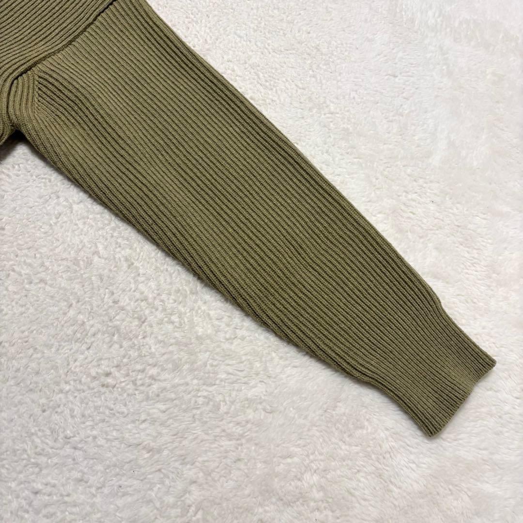 美品 AURALEE リブニットビッグカーディガン L オリーブグリーン