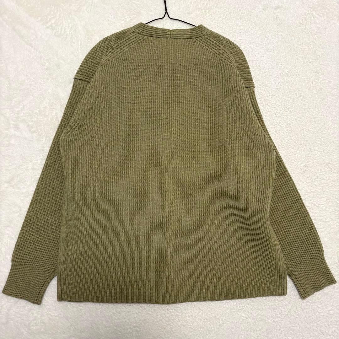 美品 AURALEE リブニットビッグカーディガン L オリーブグリーン