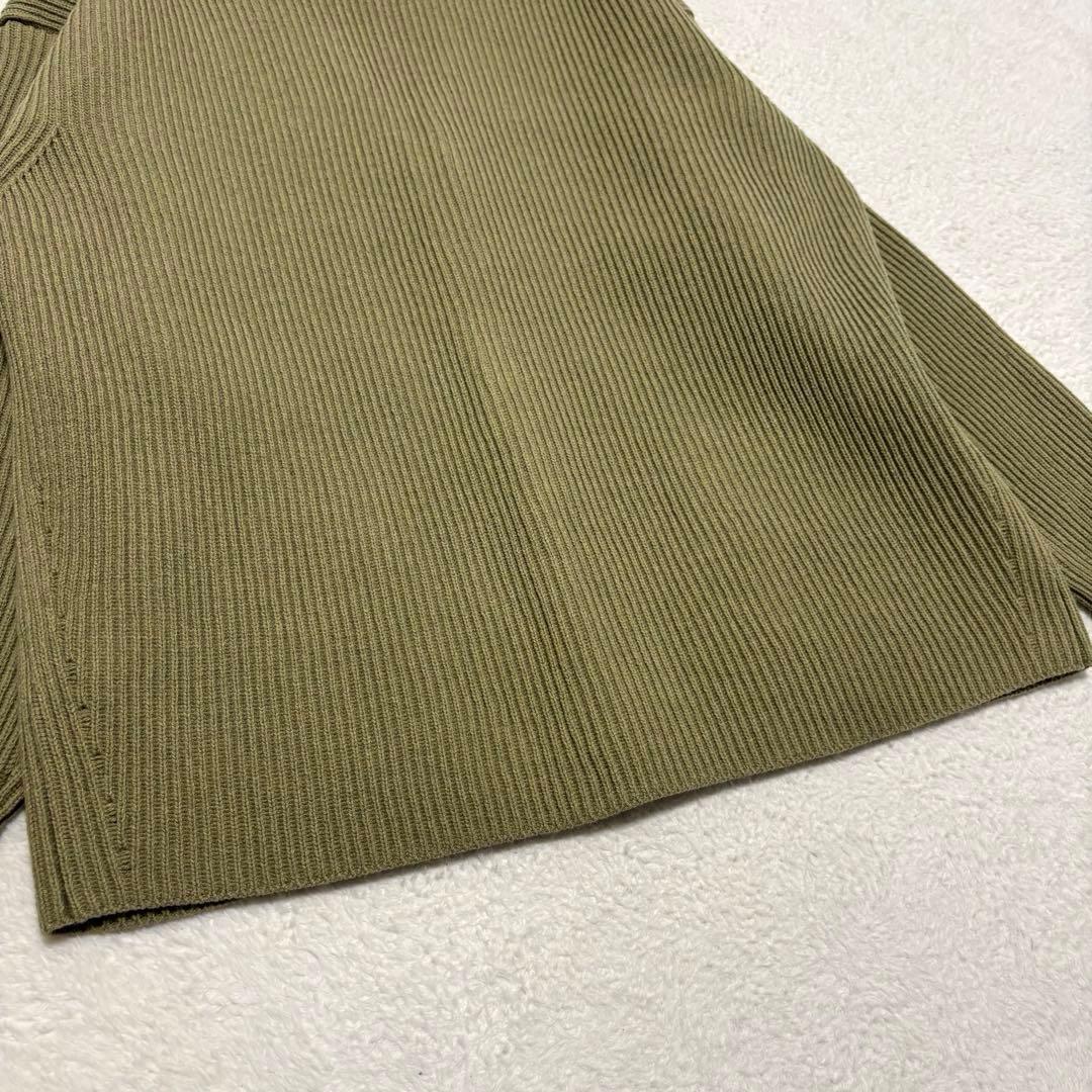 美品 AURALEE リブニットビッグカーディガン L オリーブグリーン