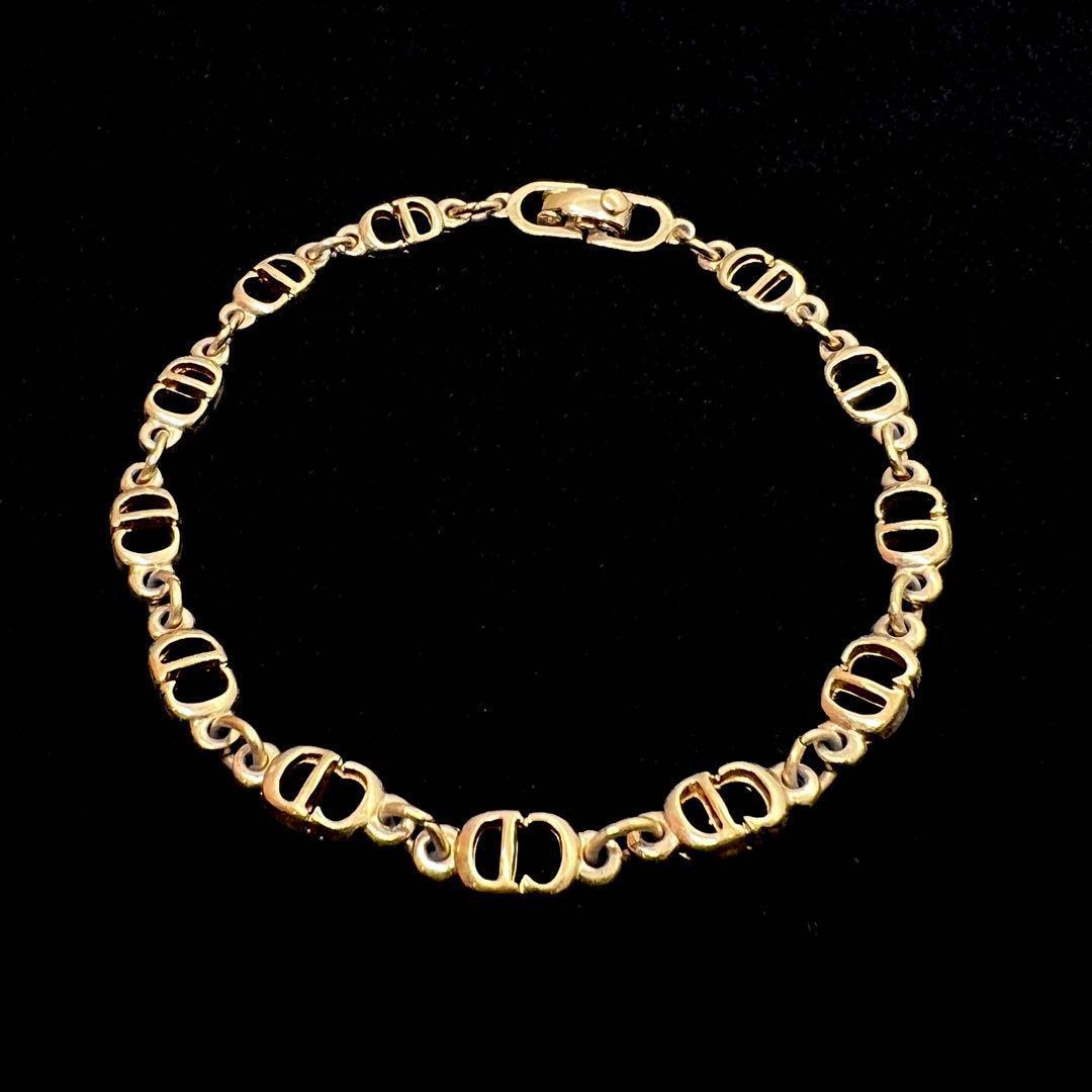 美品✨クリスチャン ディオール ネックレス ゴールド ラインストーン CDロゴ