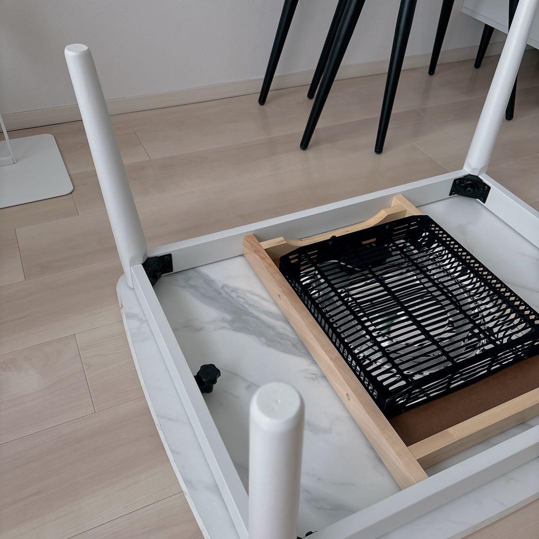 【美品】Francfranc こたつテーブル 白×マーブル S 800×600