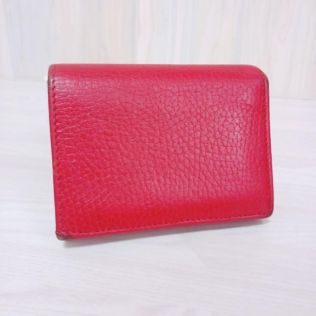 GUCCI グッチ マーモント 2つ折り財布 レッド レディース
