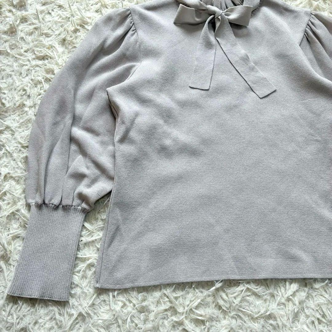 美品✨エムズグレイシー 22年モデル フリル ニット ボウタイ リボン グレー