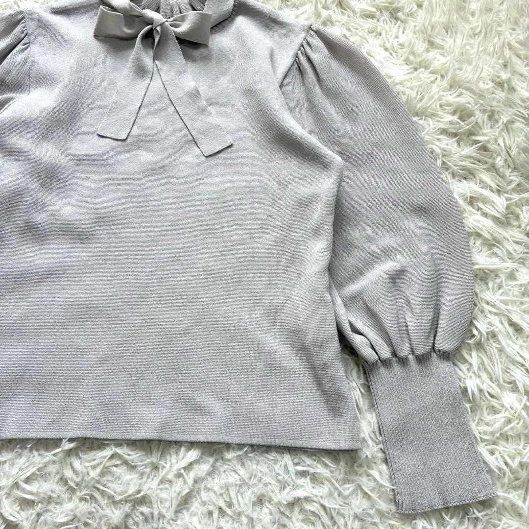 美品✨エムズグレイシー 22年モデル フリル ニット ボウタイ リボン グレー