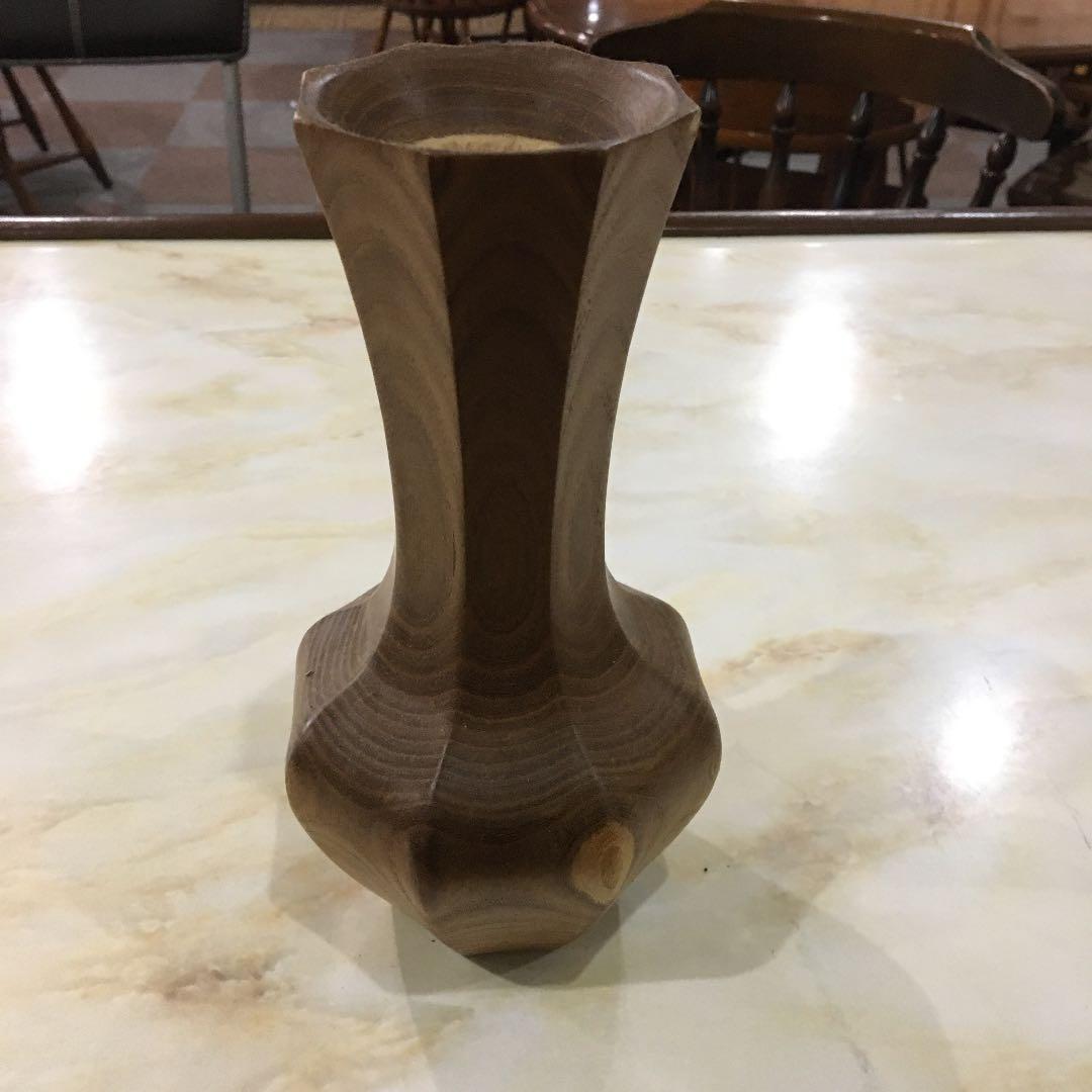 木彫りアンティーク　花瓶　(木製) レトロ