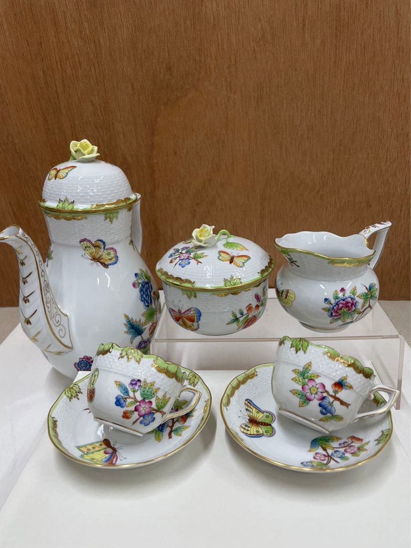 ヘレンド ヴィクトリア ブーケ コーヒーポット シュガーポット