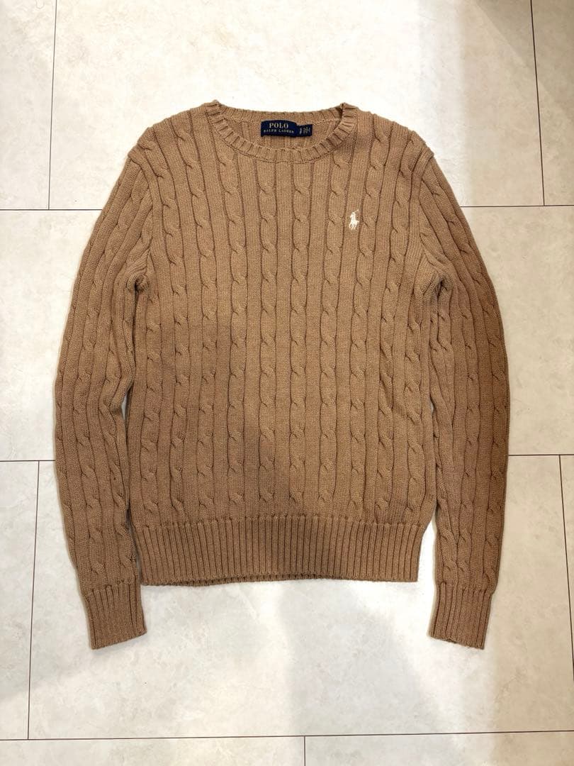 ポロラルフローレン　ケーブルニットコットン　クルーネックセーター