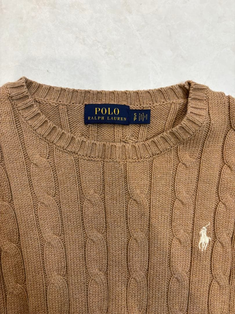 ポロラルフローレン　ケーブルニットコットン　クルーネックセーター