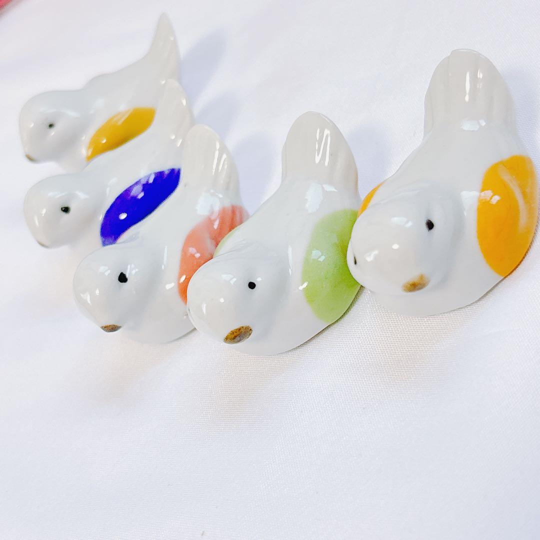 カラフル鳥の箸置き5個セット インテリア 置き物 小鳥 癒し系 bird おはし