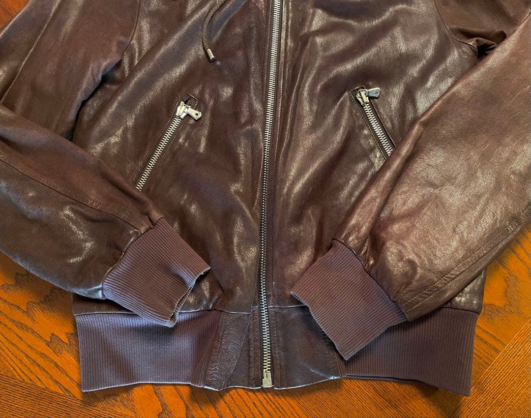 DOLCE & GABBANA フード付きレザージャケット