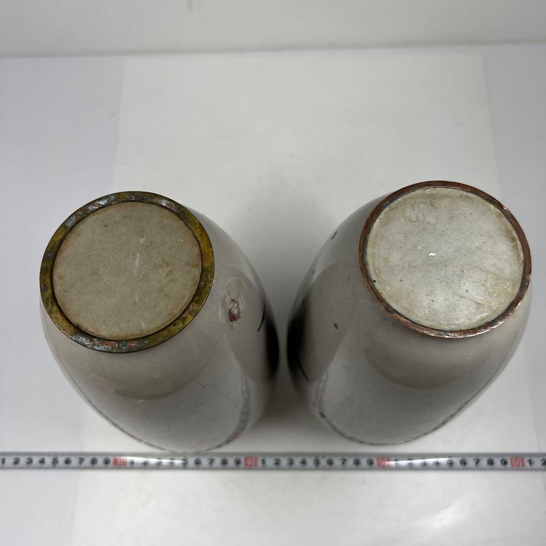 時代　和物七宝一対花瓶　高さ約25㎝　東Y7-0522②タサコサ