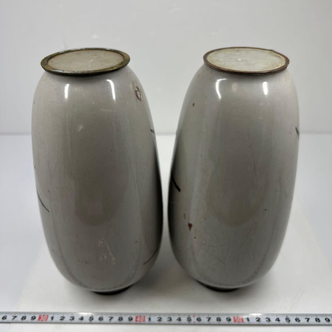 時代　和物七宝一対花瓶　高さ約25㎝　東Y7-0522②タサコサ