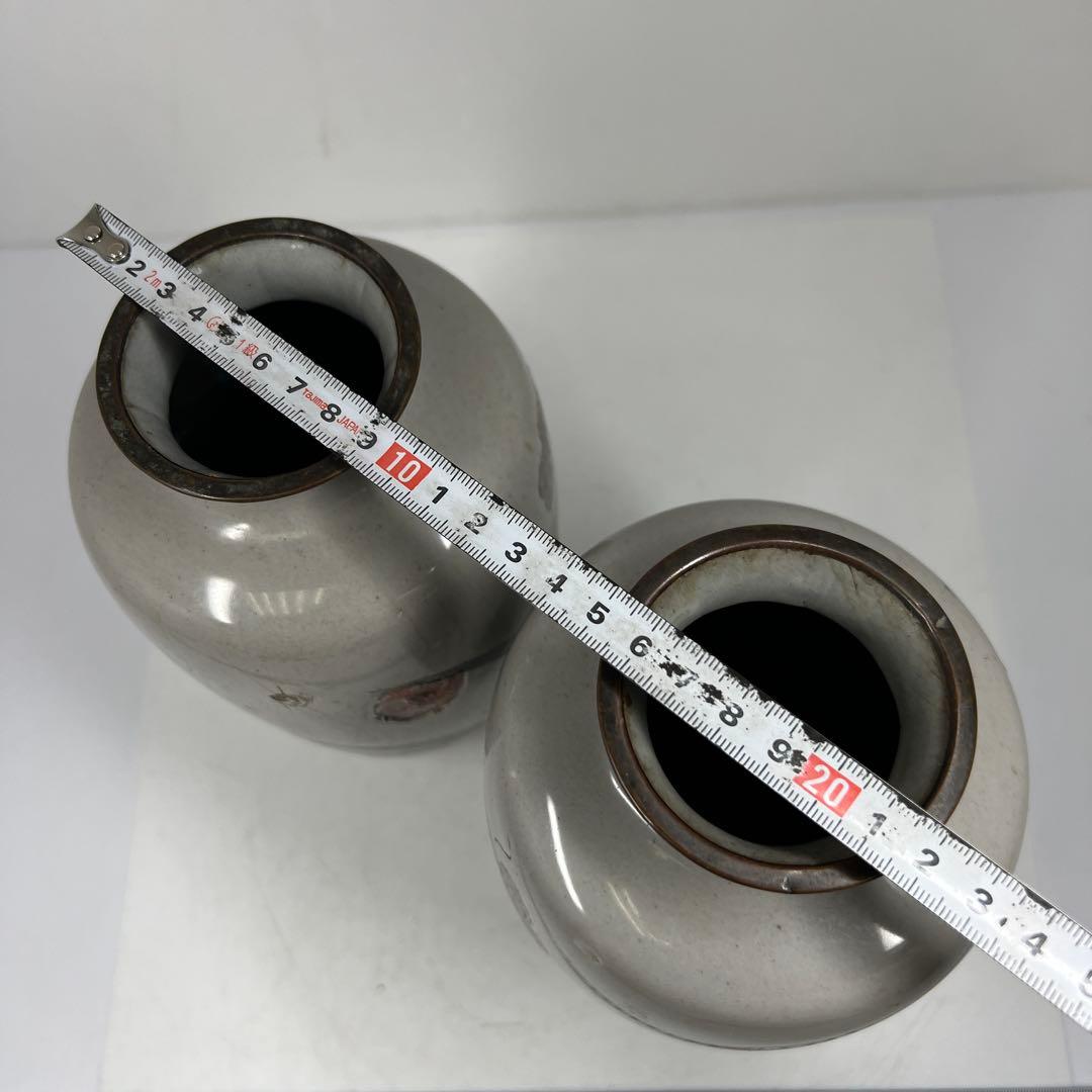 時代　和物七宝一対花瓶　高さ約25㎝　東Y7-0522②タサコサ