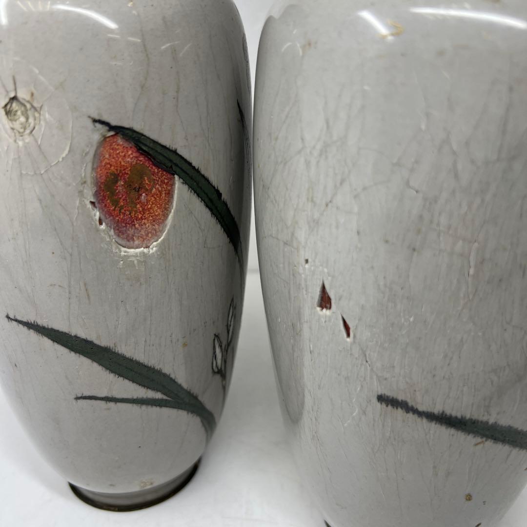 時代　和物七宝一対花瓶　高さ約25㎝　東Y7-0522②タサコサ