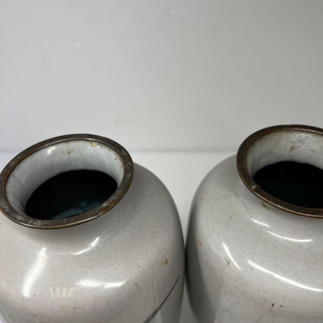 時代　和物七宝一対花瓶　高さ約25㎝　東Y7-0522②タサコサ