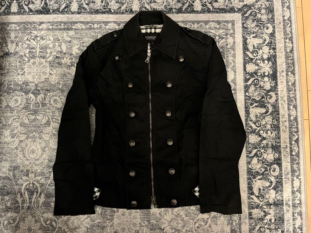 Burberry BlackLabel ナポレオンコートブラック 銀ボタン 美品