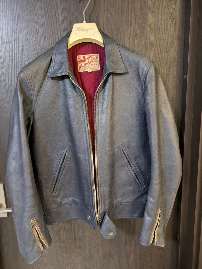 アディクトクローズ　ネイビー レザー シングルライダース