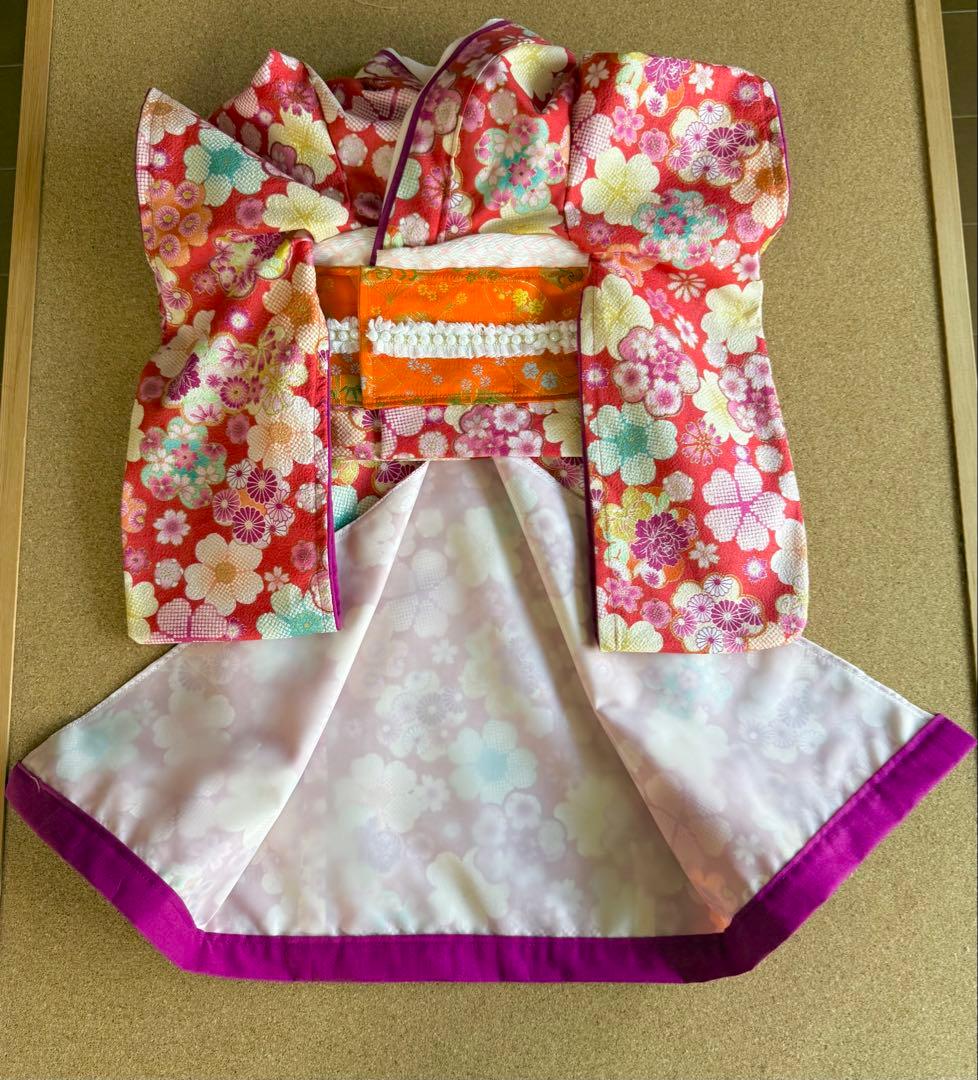 わんちゃん女の子　引きずり大振袖　Mサイズ