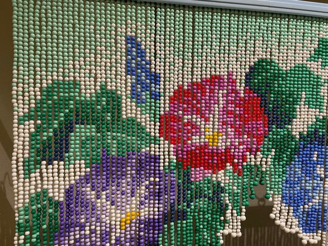 【完成品】　昭和レトロ　珠のれん　ビーズ　花柄