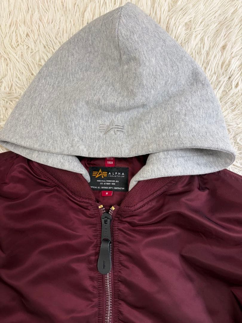 【未使用級】アルファインダストリーズ MA-1 フード付　バーガンディ Mサイズ