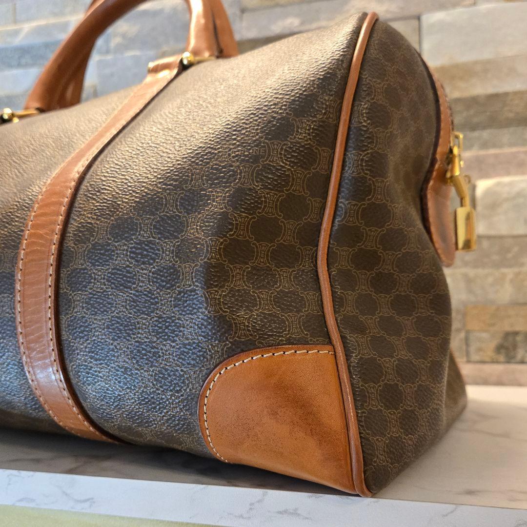 CELINE オールド セリーヌ ボストンバッグ マカダム柄 トリオンフ 鍵付き