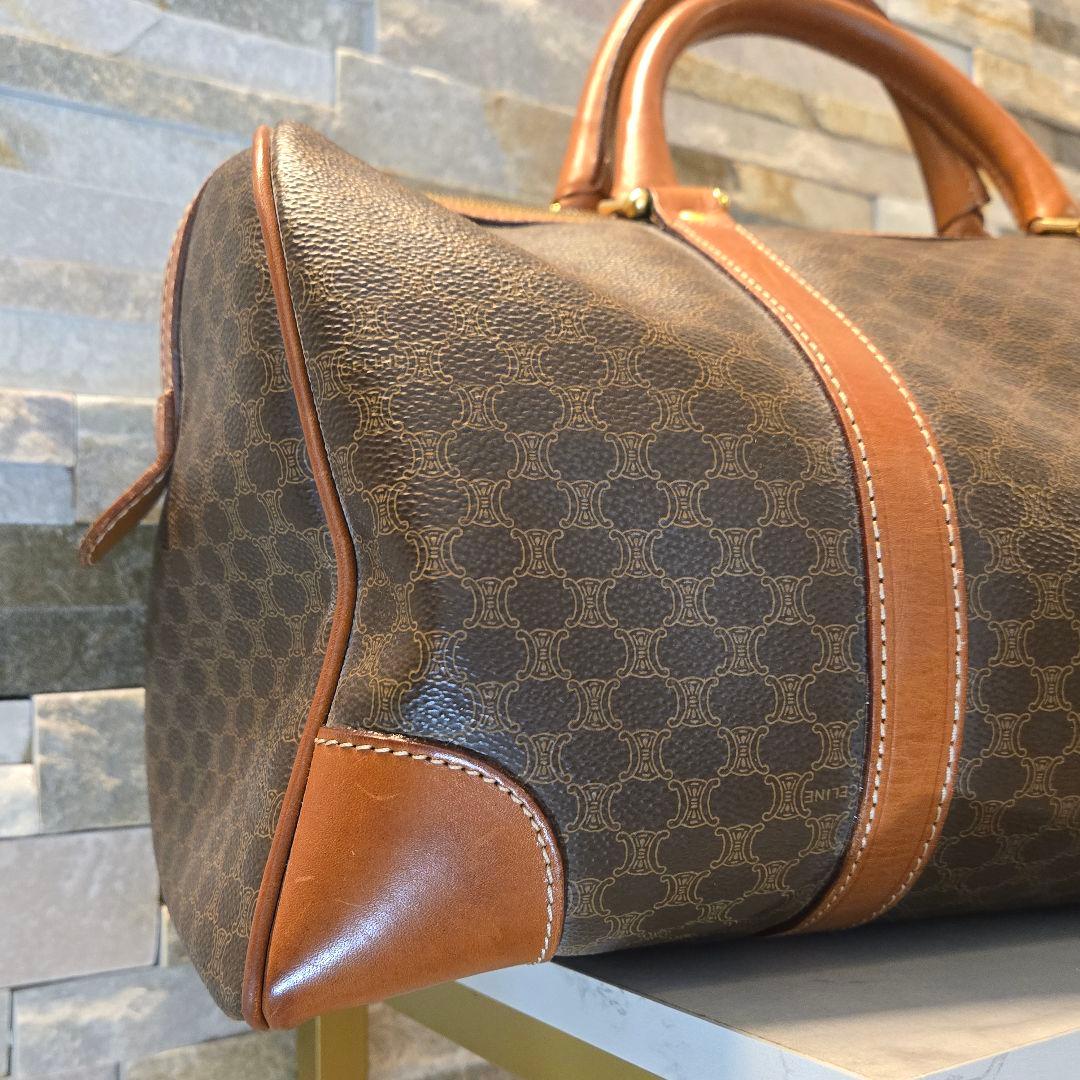 CELINE オールド セリーヌ ボストンバッグ マカダム柄 トリオンフ 鍵付き