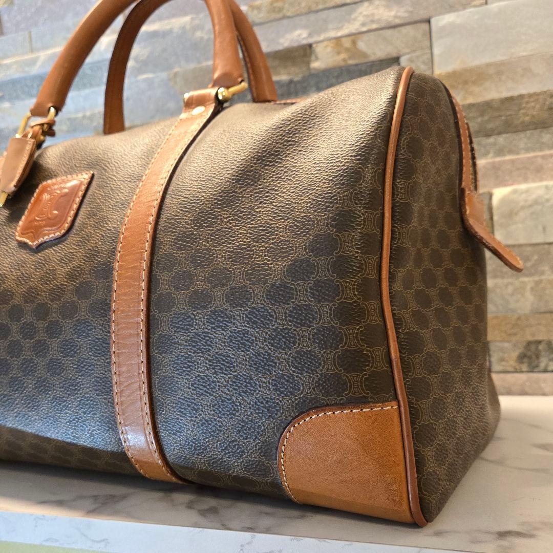 CELINE オールド セリーヌ ボストンバッグ マカダム柄 トリオンフ 鍵付き