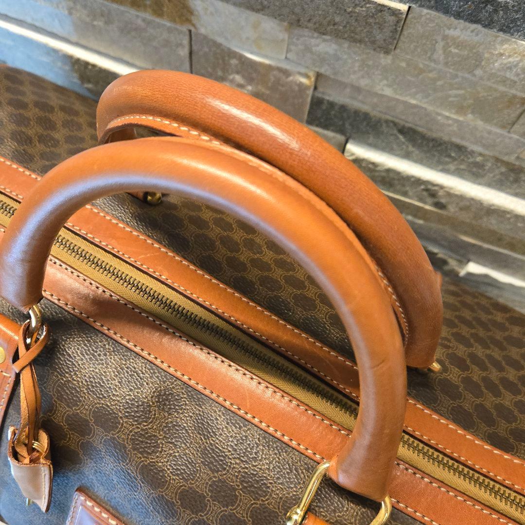 CELINE オールド セリーヌ ボストンバッグ マカダム柄 トリオンフ 鍵付き