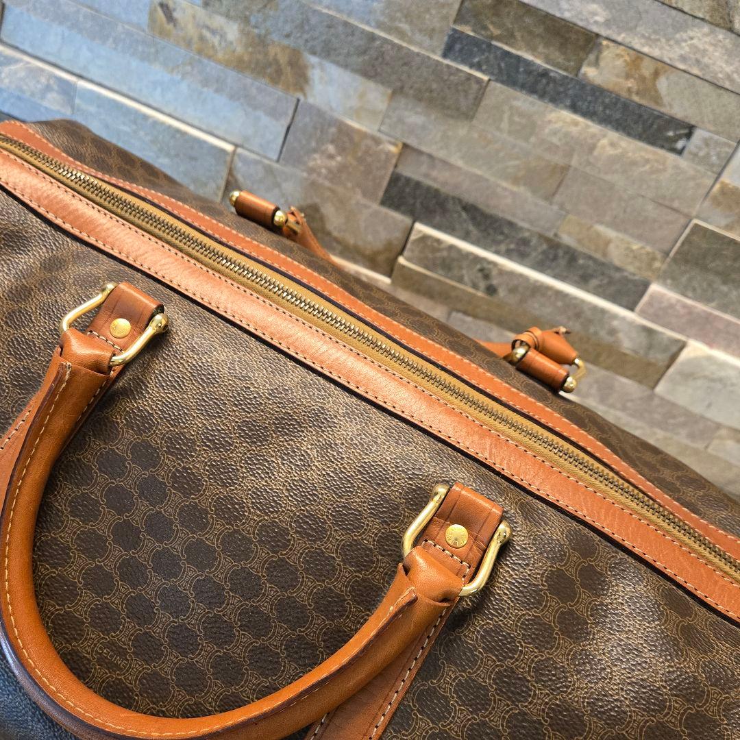 CELINE オールド セリーヌ ボストンバッグ マカダム柄 トリオンフ 鍵付き