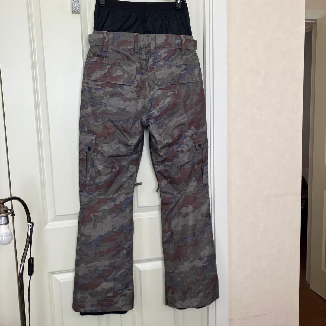 スノボウエア上下、黒×ダークブルー カモフラージュスノボパンツスノボウエア