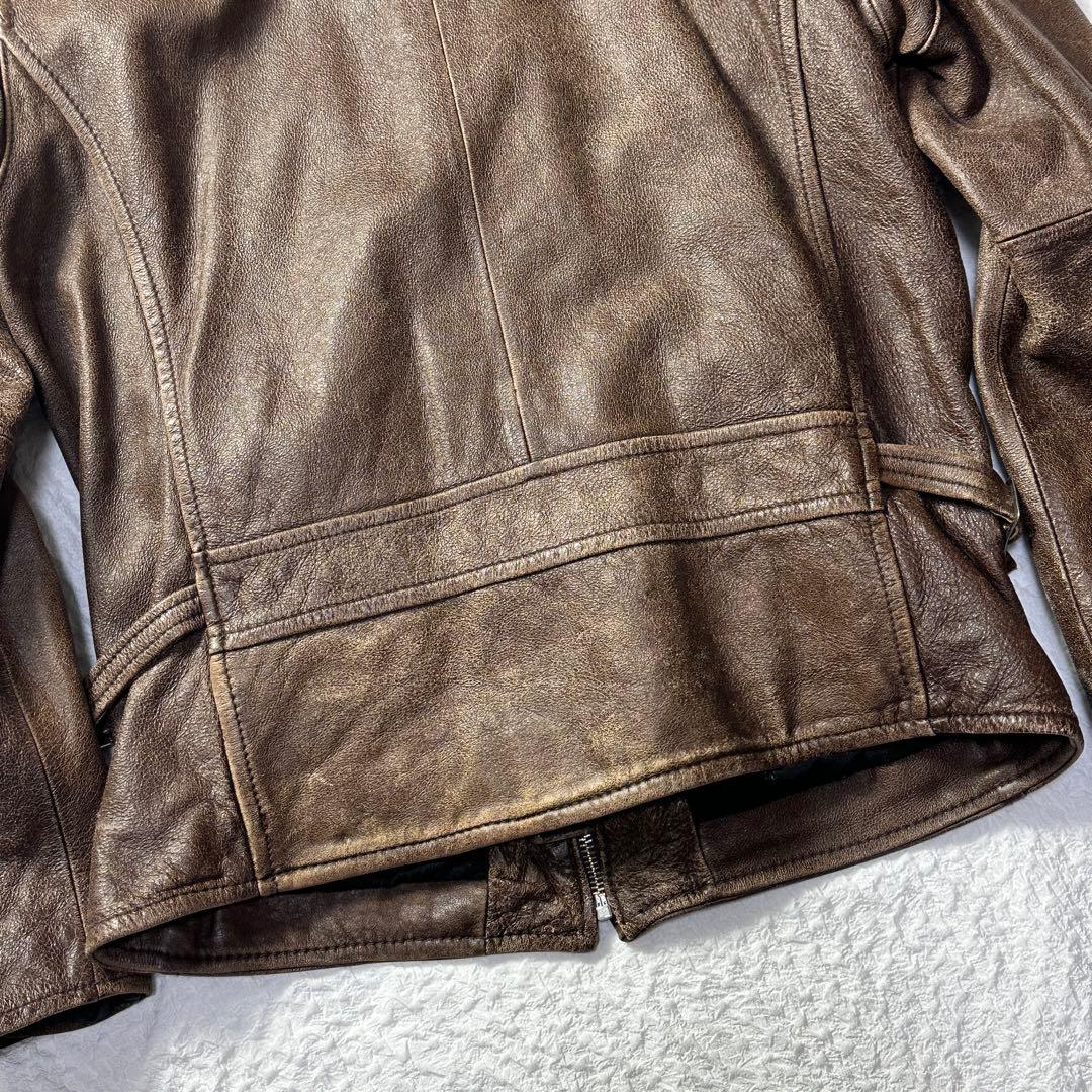 AVIREX レザー ジャケット シングルライダース ヴィンテージ加工 XL