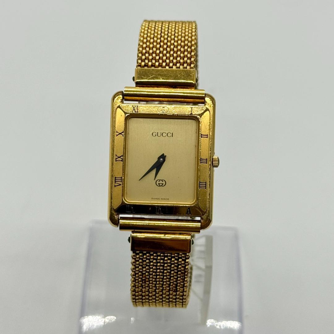 稼働品 GUCCI グッチ 腕時計 ゴールド文字盤 クォーツ ２針 4200M