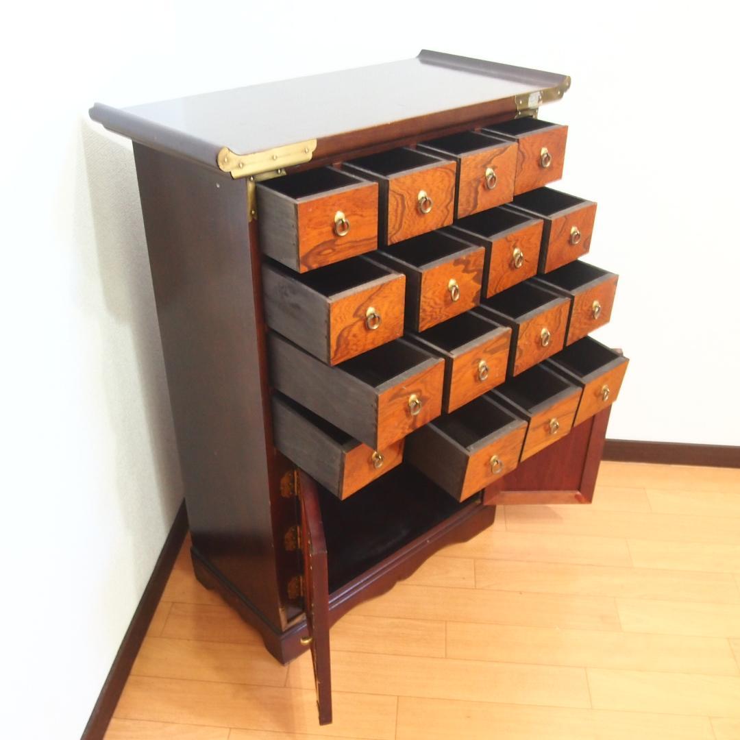 【良品】李朝家具 薬箪笥 隠し収納付き チェスト/小物入れ 蝶番金具 インテリア