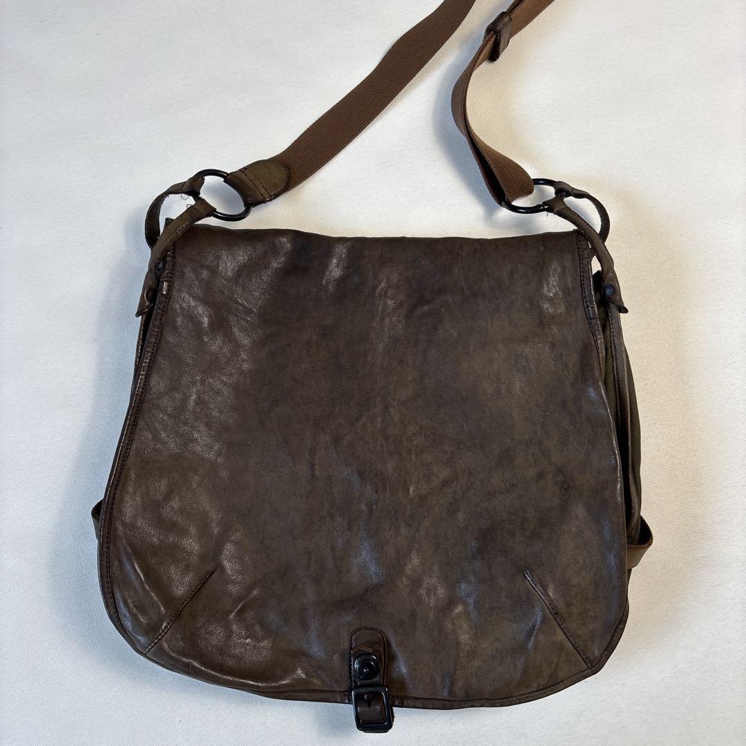 希少✨BACKLASH メッセンジャーバッグ レザー ブラウン×カーキ 大容量