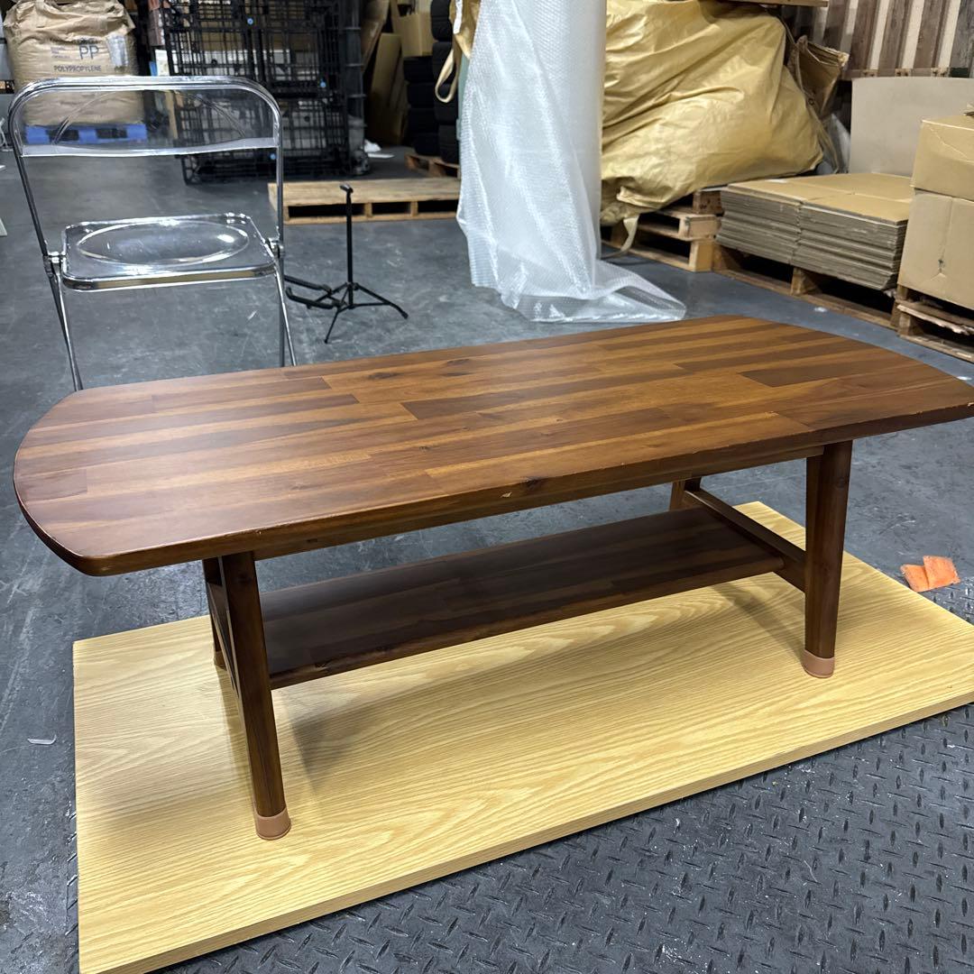 unico ダークブラウン木製楕円形センターテーブル