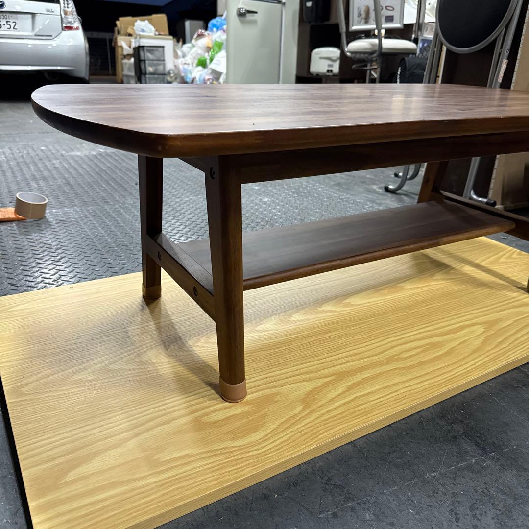 unico ダークブラウン木製楕円形センターテーブル