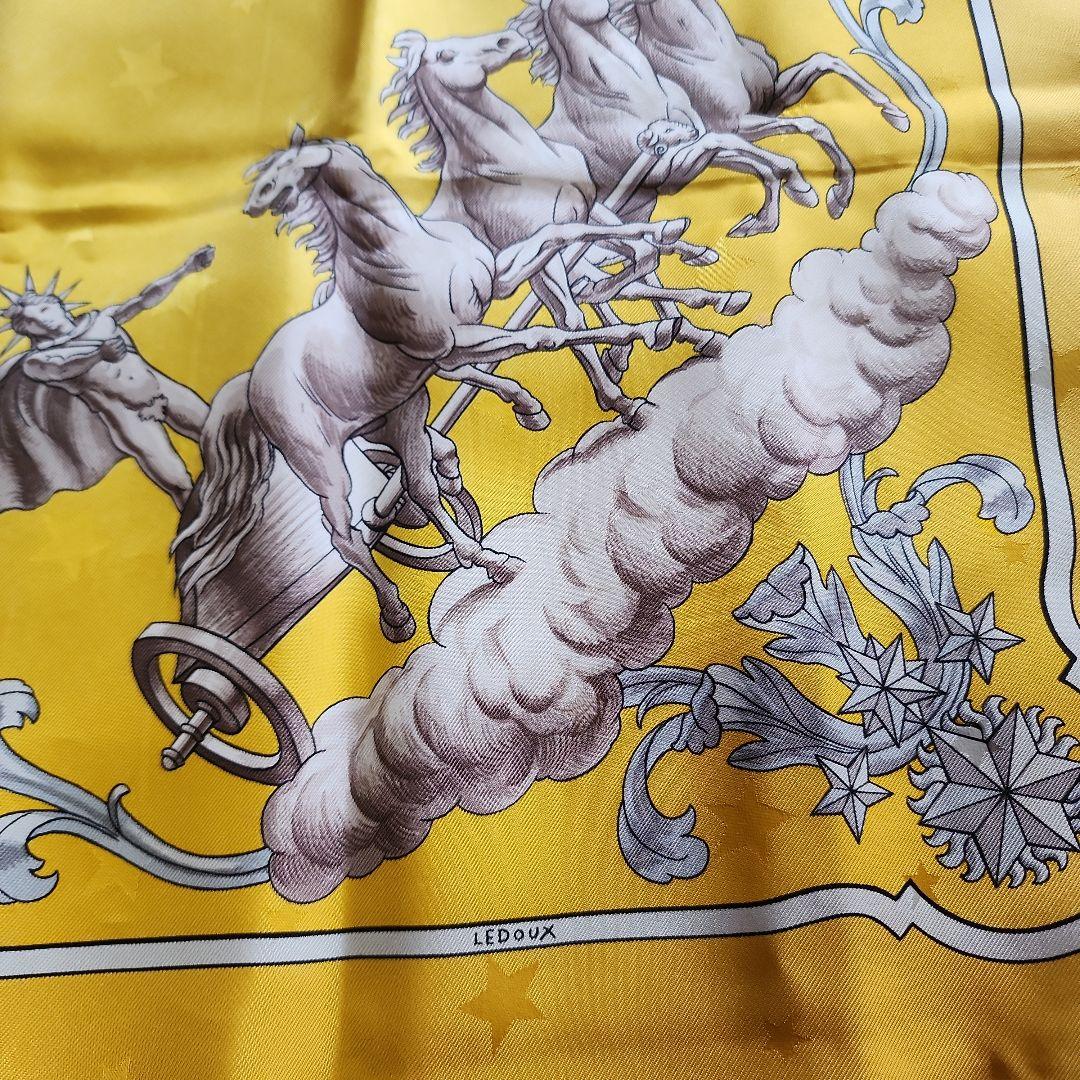 【HERMES】カレ90 宇宙観 シルクスカーフ エルメス イエロー